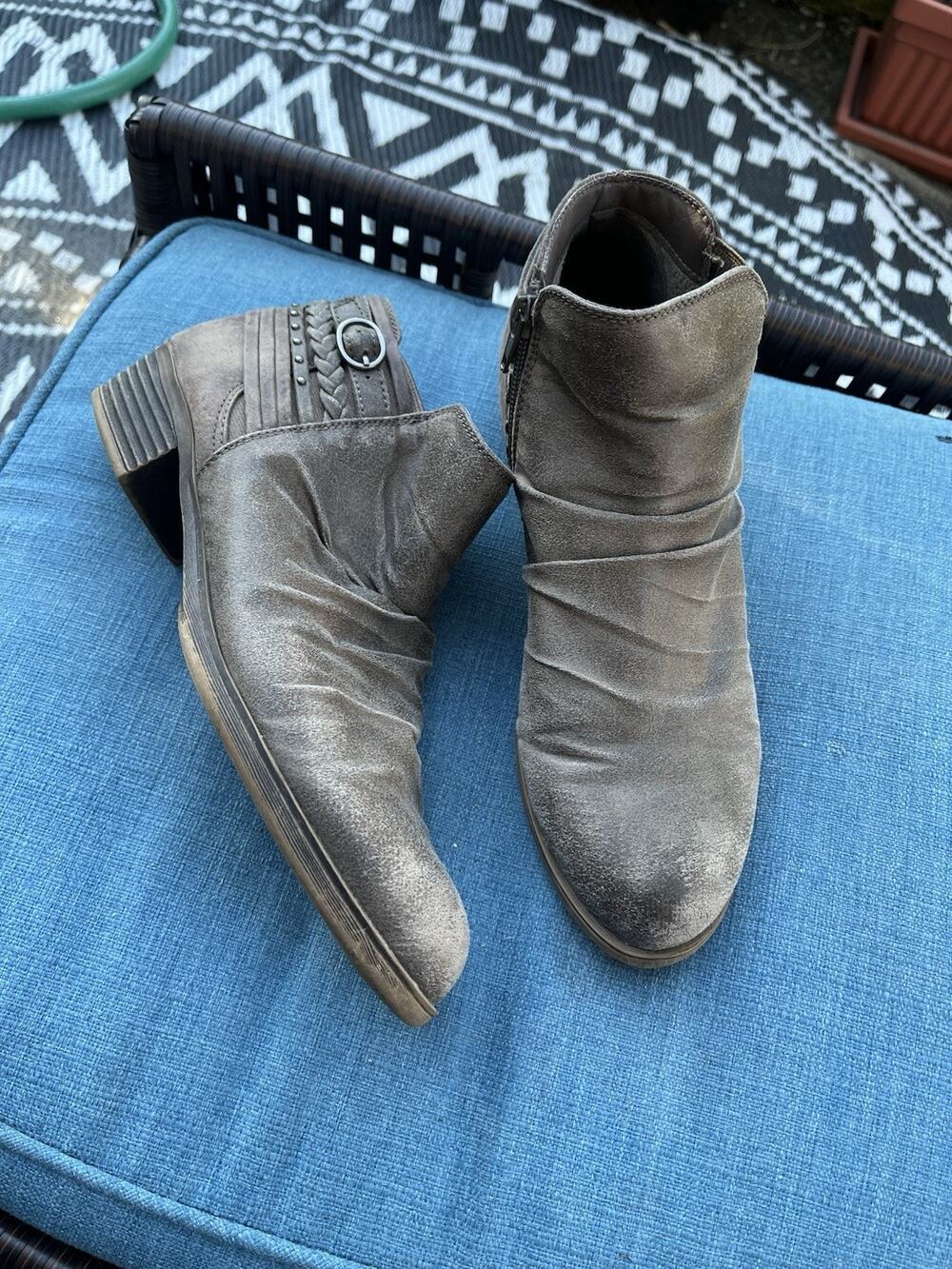 Rampage Womens 6.5M Slouchy Western Ankle Faux Leather Boots Ram-Tyra Brown